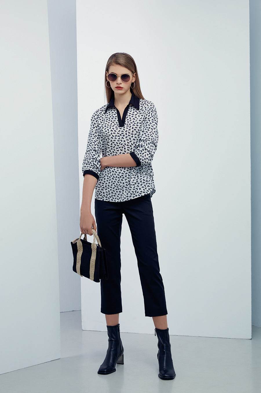 甜美小香風綁結兩穿氣質上衣R6011