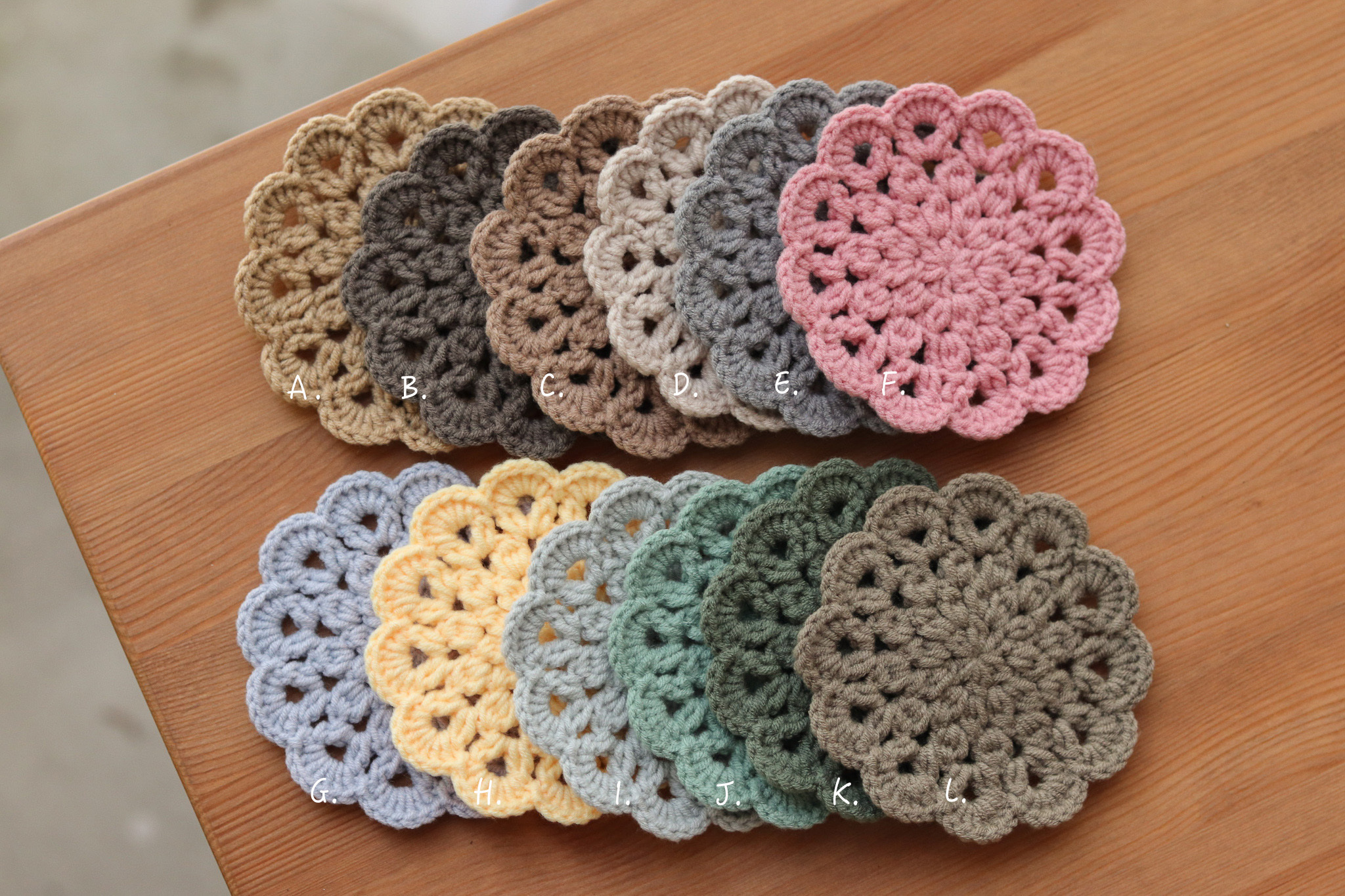 手工鉤織 牛奶棉 純色杯墊