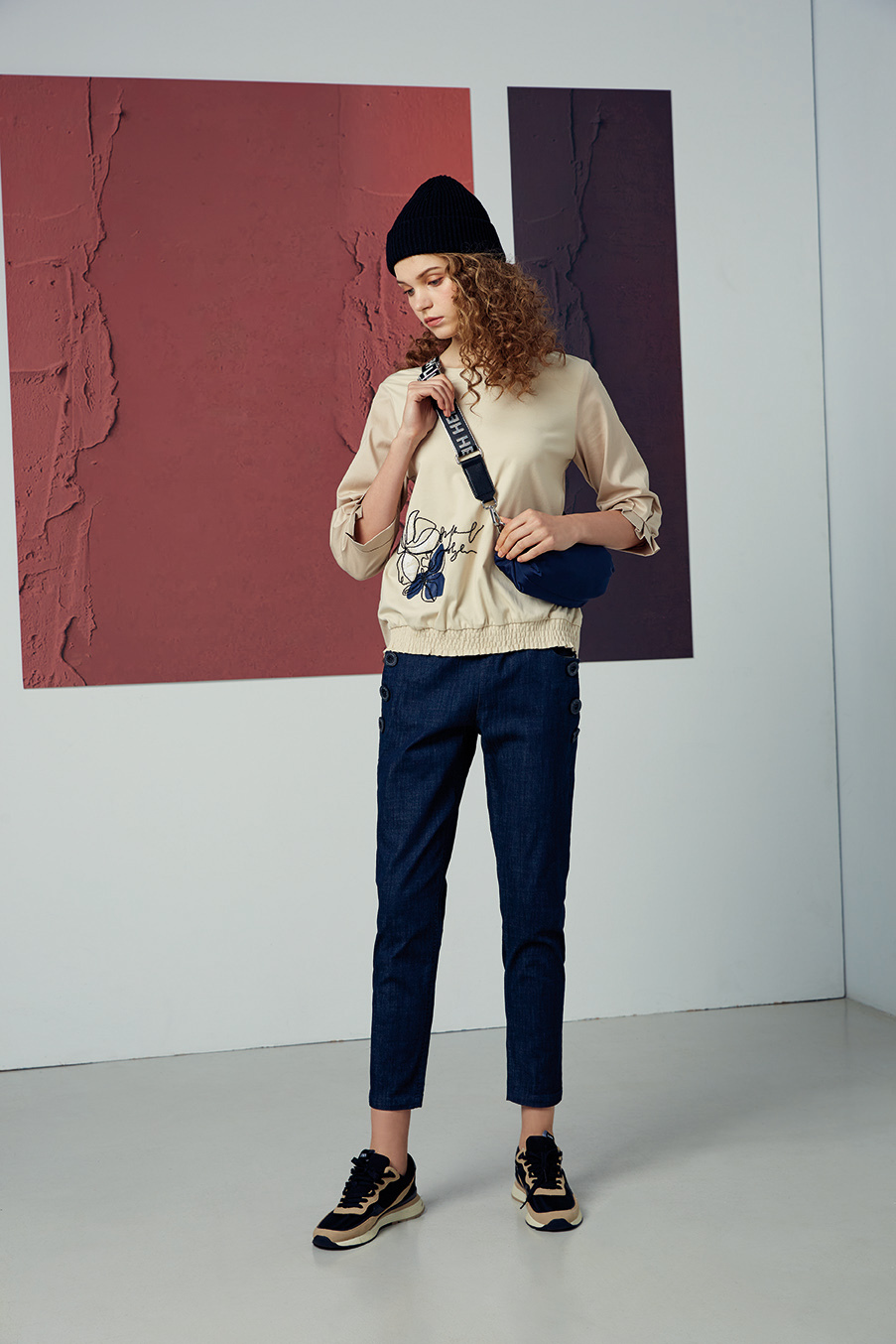 時尚剪裁復古造型釦牛仔褲R6221