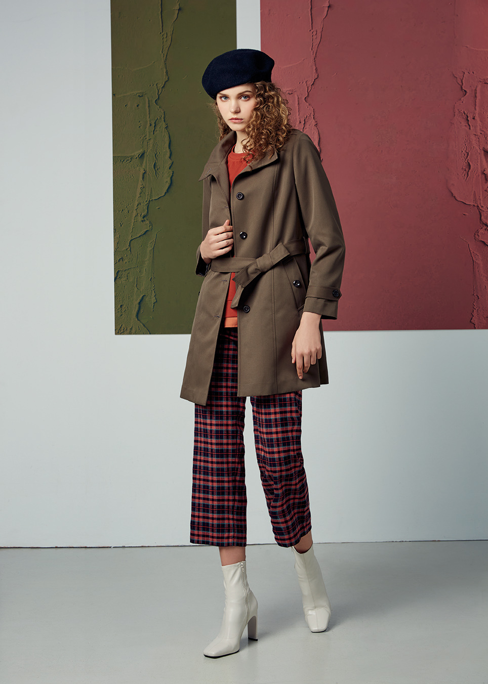 經典復古格紋時尚八分寬褲R6361