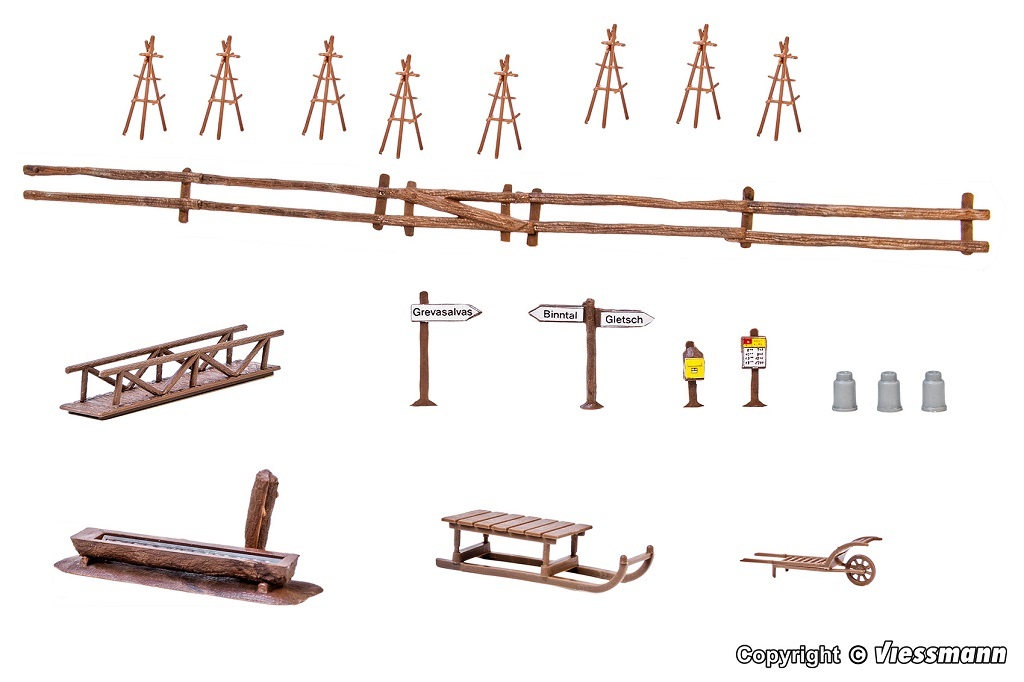 Kibri 38111 HO scale, Deco set Alpine country