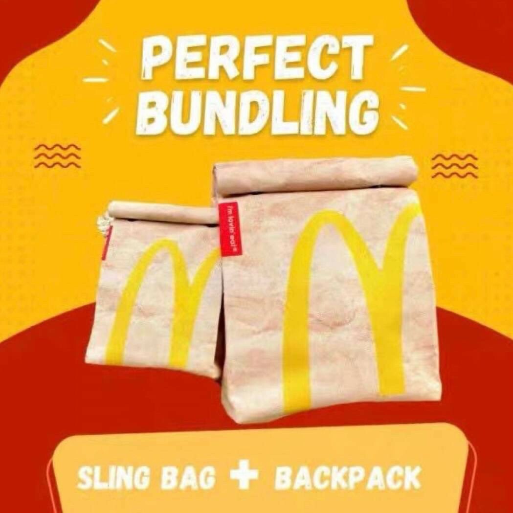 翻玩 McDonald's 麥當勞紙袋 客製造型帆布背包 背袋 手提袋