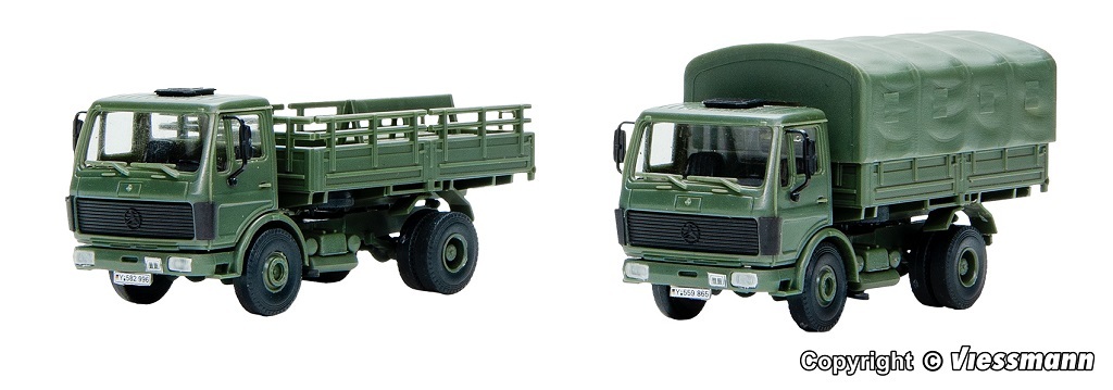 Kibri 18051 HO Military Truck MB 1017/1017A flatbed truck, 2 pieces