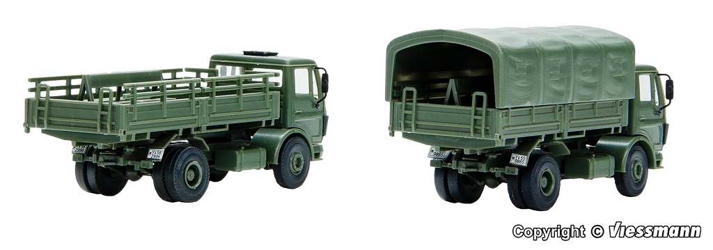 Kibri 18051 HO Military Truck MB 1017/1017A flatbed truck, 2 pieces