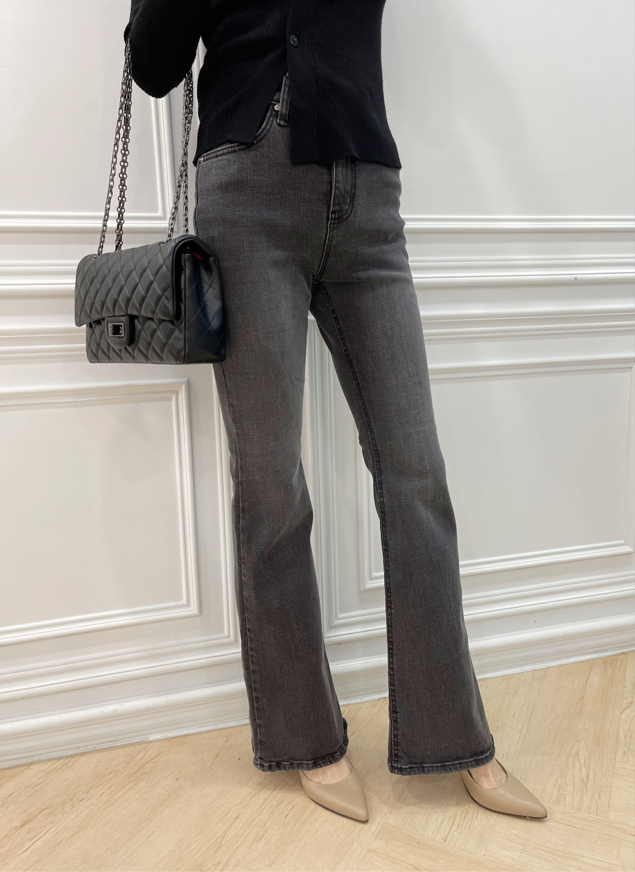 (修身必備)極顯腿長牛仔喇叭褲