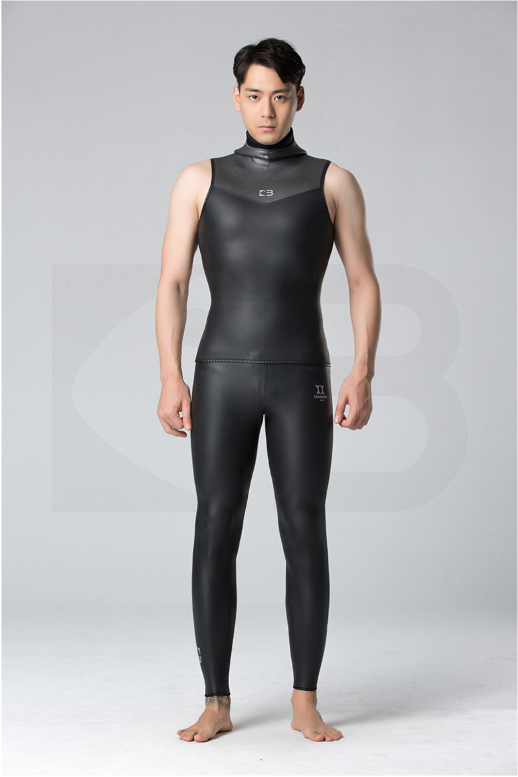 ▲預購-Bestdive 男款 墨灰系列 炫彩拼色帶帽訓練背心 (無胯下帶) 2026