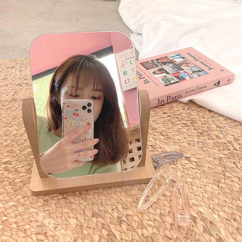 《1283》可愛木質無邊框化妝鏡