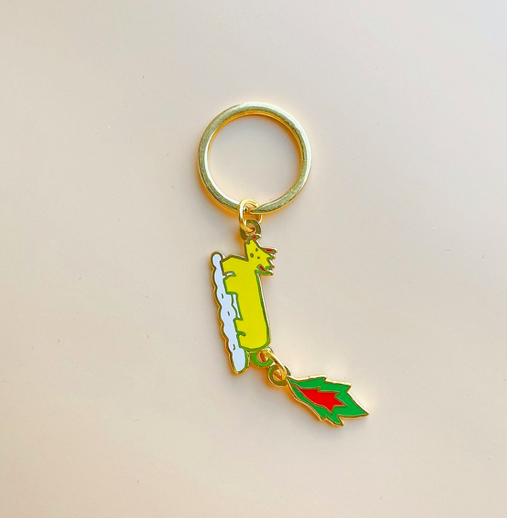 三角龍的怒氣 金屬鑰匙圈｜馬卡龍腳趾
