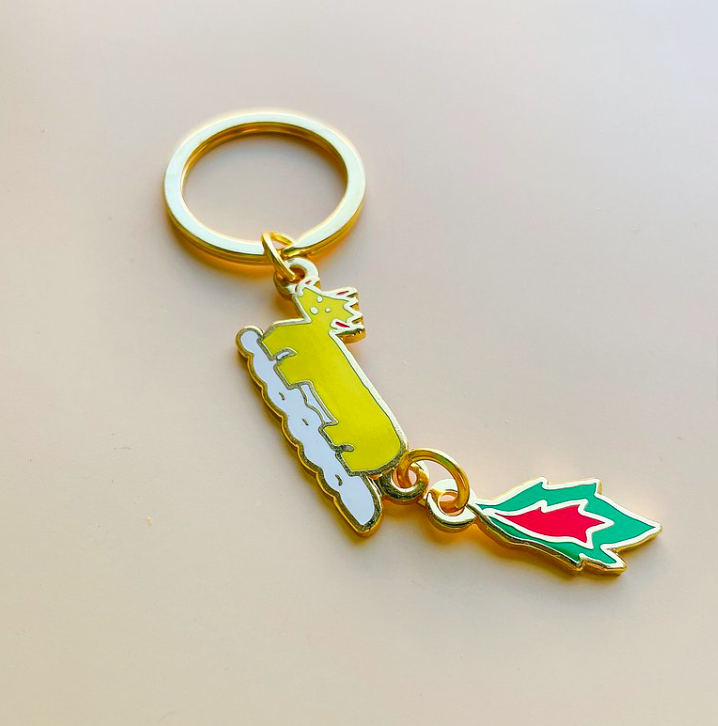 三角龍的怒氣 金屬鑰匙圈｜馬卡龍腳趾