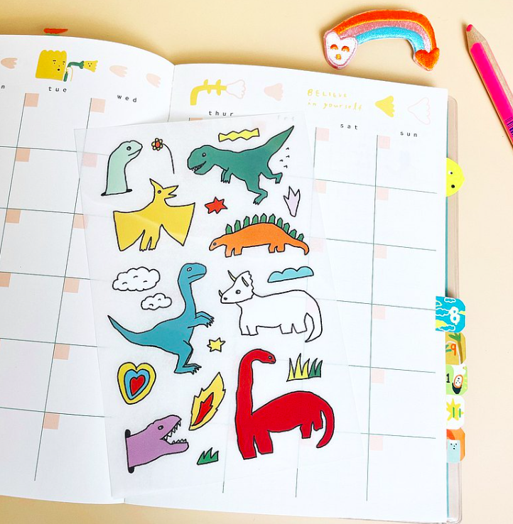 恐龍日常 轉印貼紙 感壓貼紙｜馬卡龍腳趾