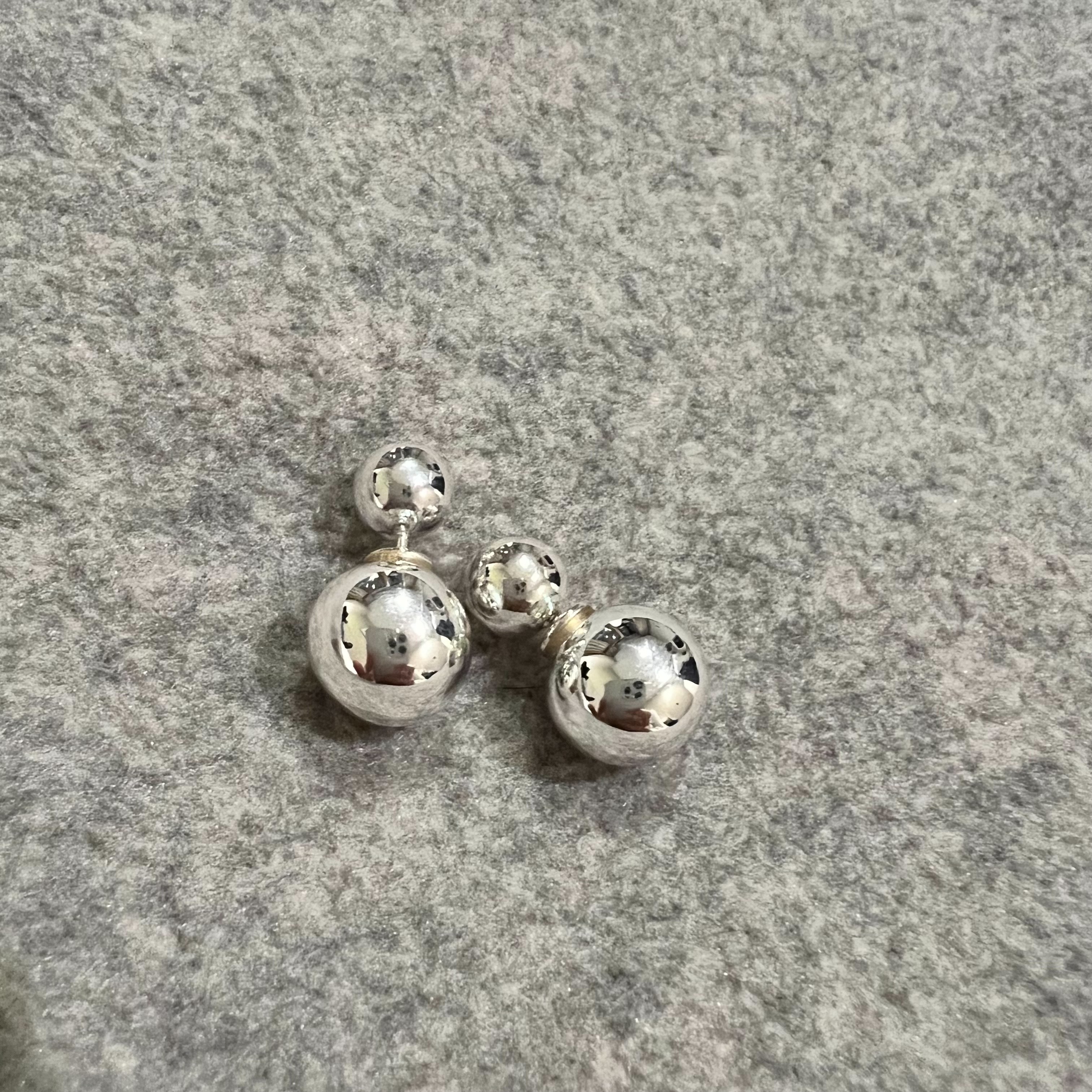 925純銀兩帶大小珠耳環