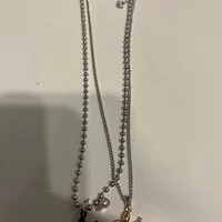[S] NYU.NYU DOUBLE CHAIN WITH BALLOON DOG CHARM NECKLACE, BLACK/GOLD,, SNN16 (SNN16)