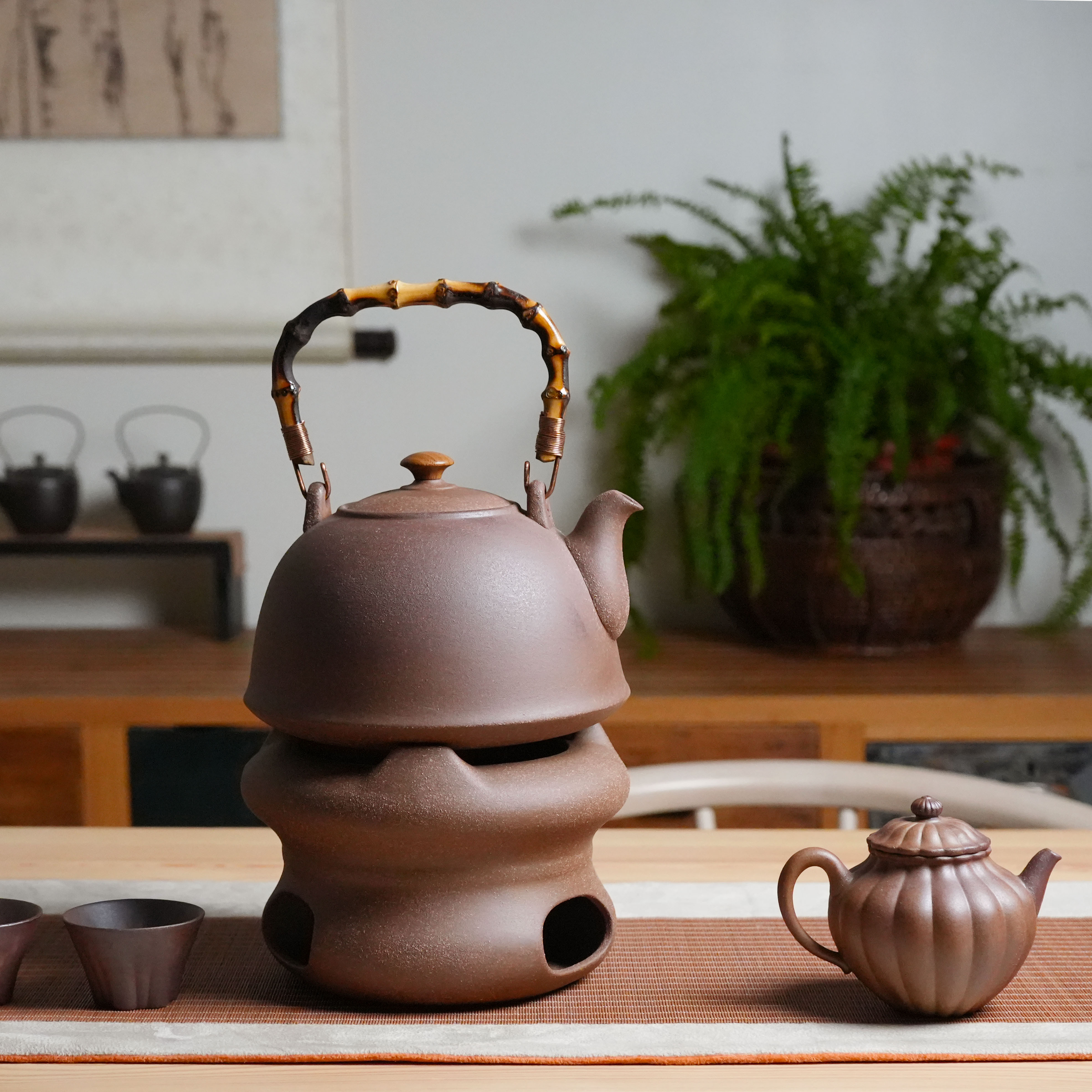 陶作坊 │ 老岩泥九式燒水壺_1300ml(竹手把)