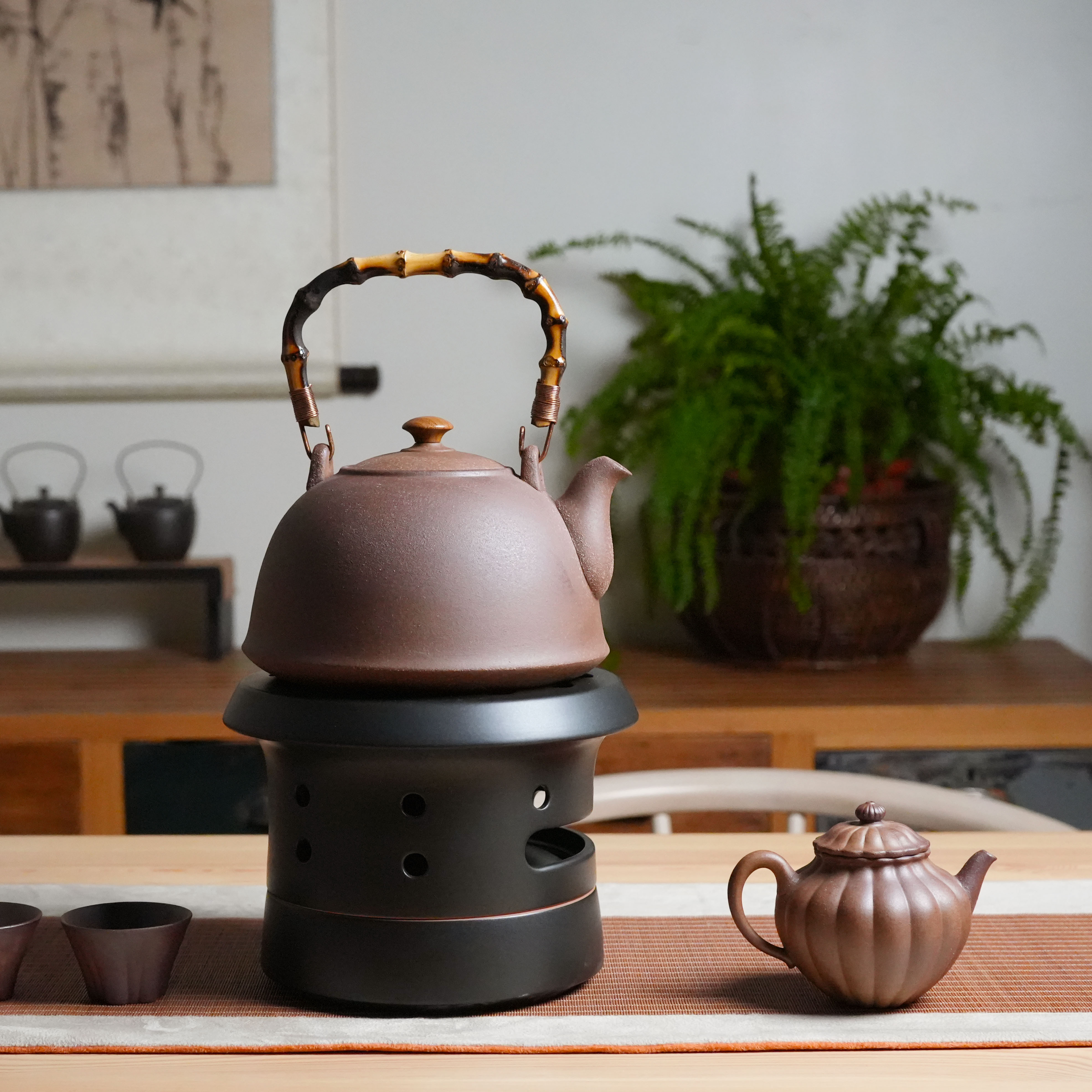 陶作坊 │ 老岩泥九式燒水壺_1300ml(竹手把)