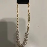 [S] NYU.NYU HALF CHAIN / PEARL NECKLACE WITH HEART PENDANT, GOLD, SNN20 (SNN20)