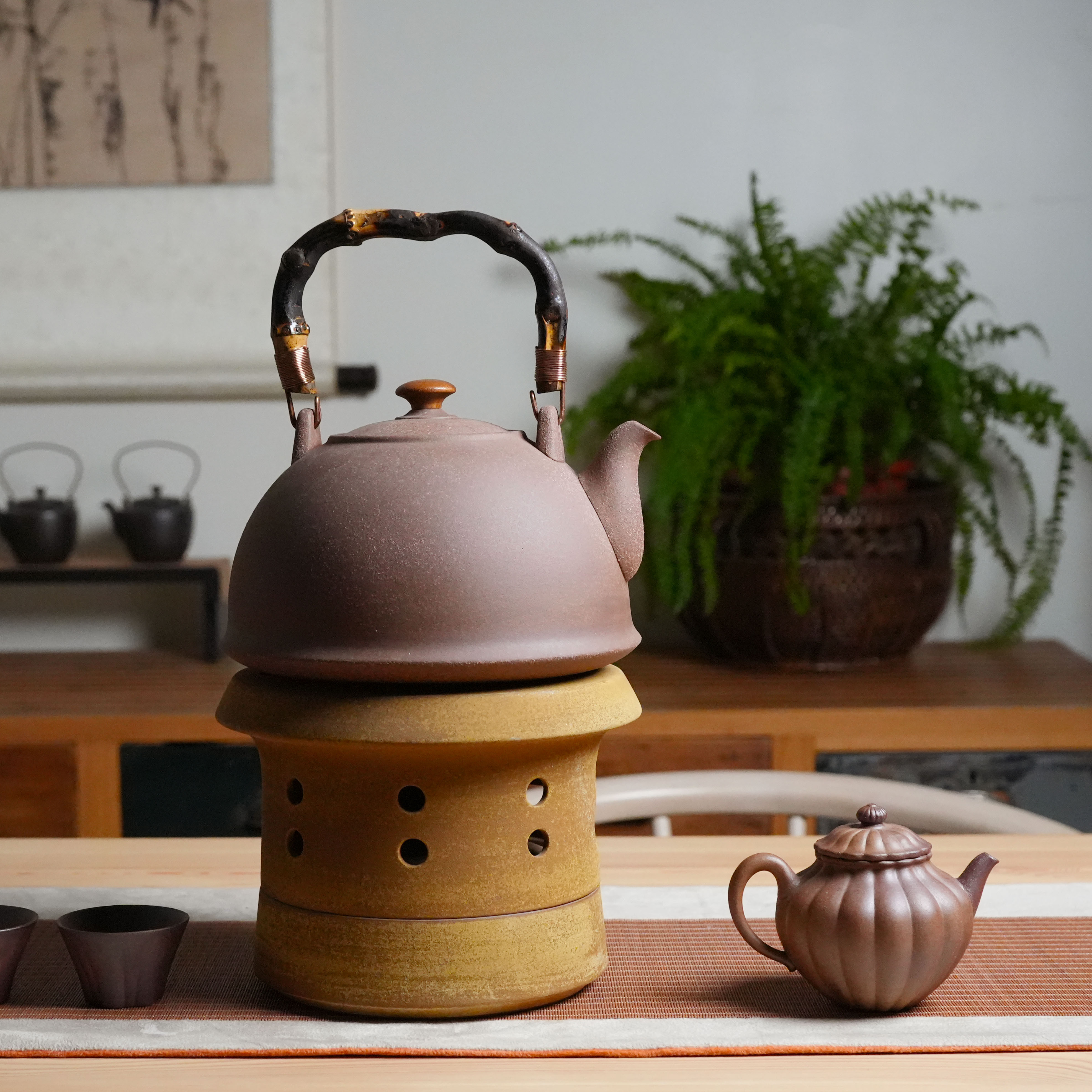 陶作坊 │ 老岩泥十式燒水壺(竹手把)_1850ml
