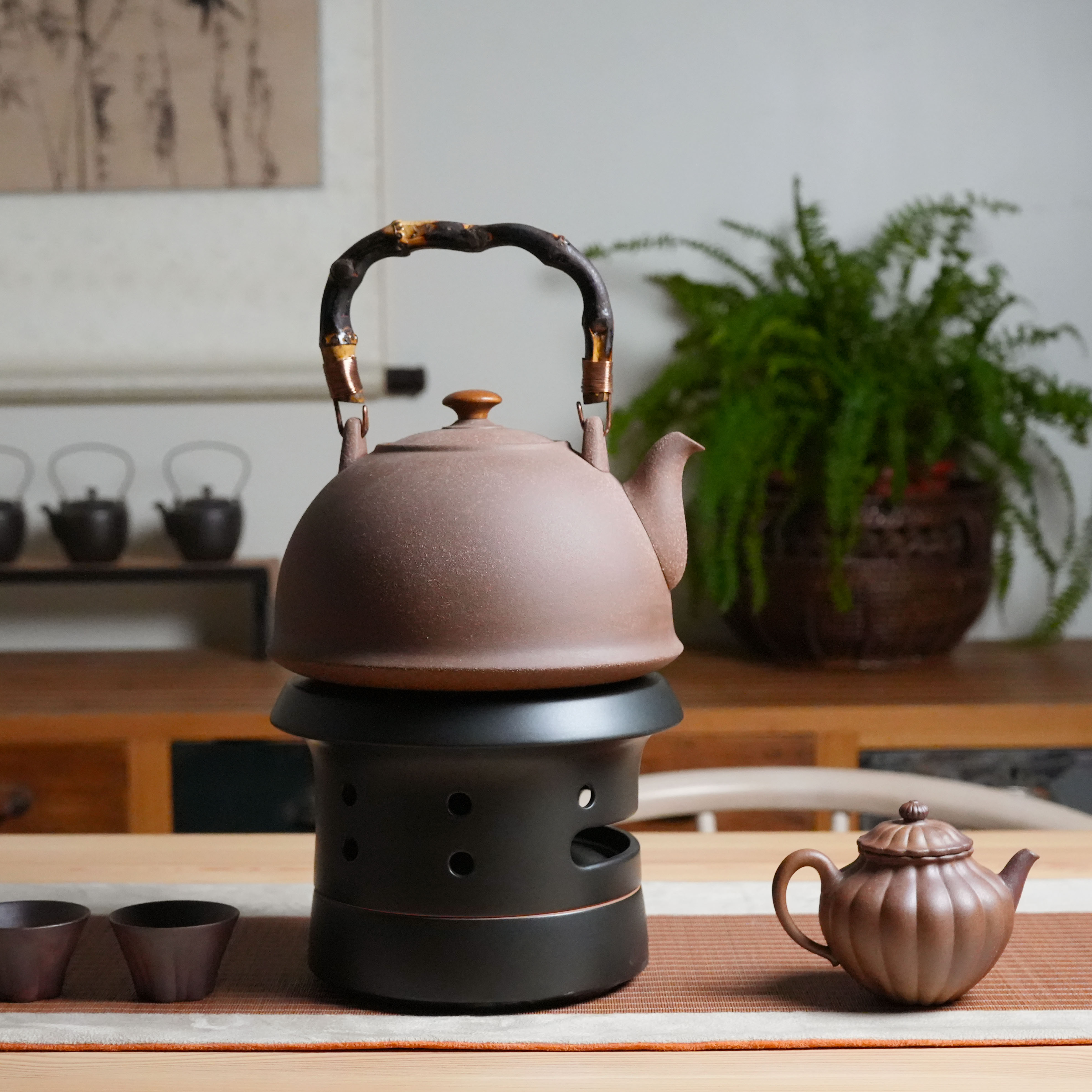 陶作坊 │ 老岩泥十式燒水壺(竹手把)_1850ml