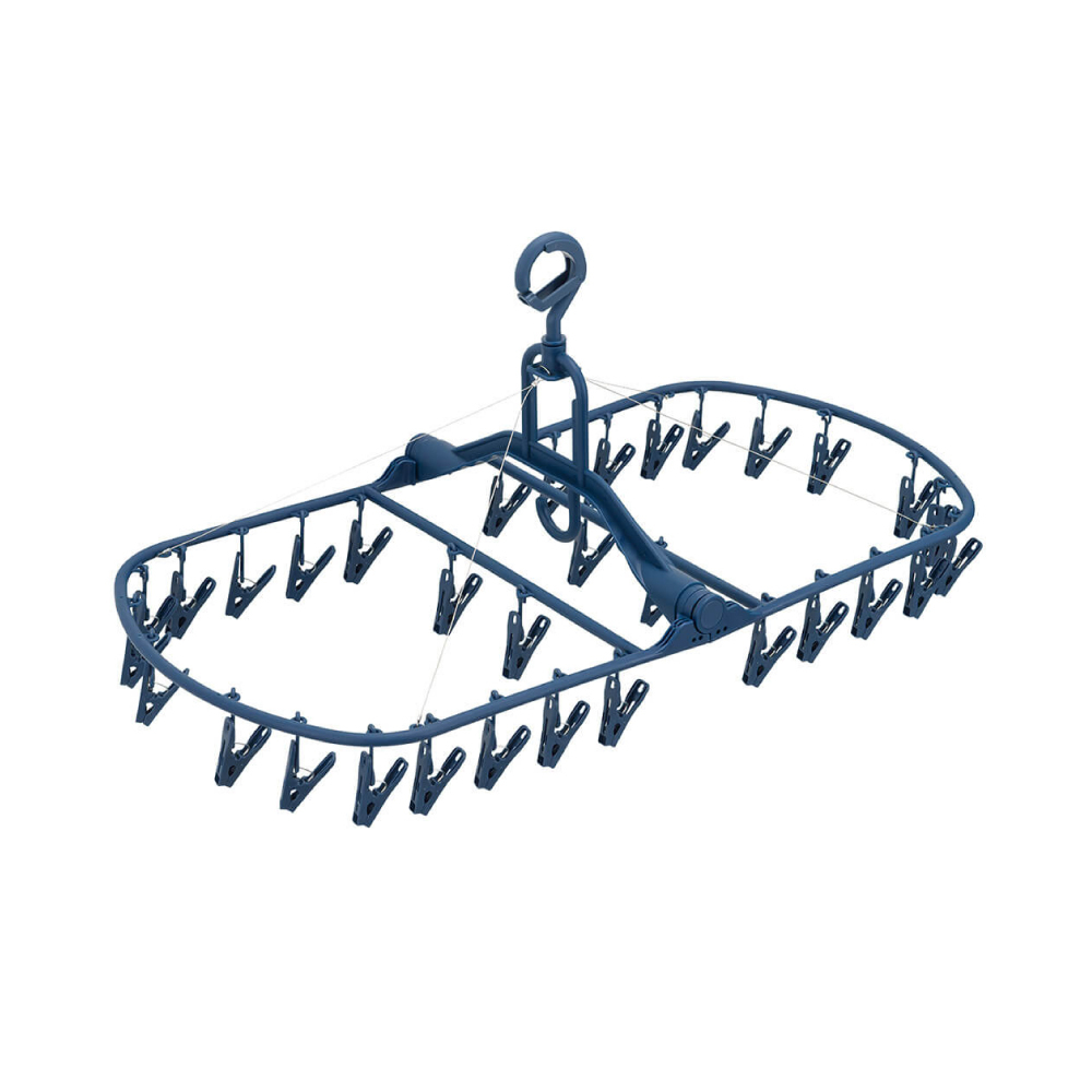 【日本天馬】PORISH牛仔褲速乾輕型摺疊曬衣架/32夾/PL-26