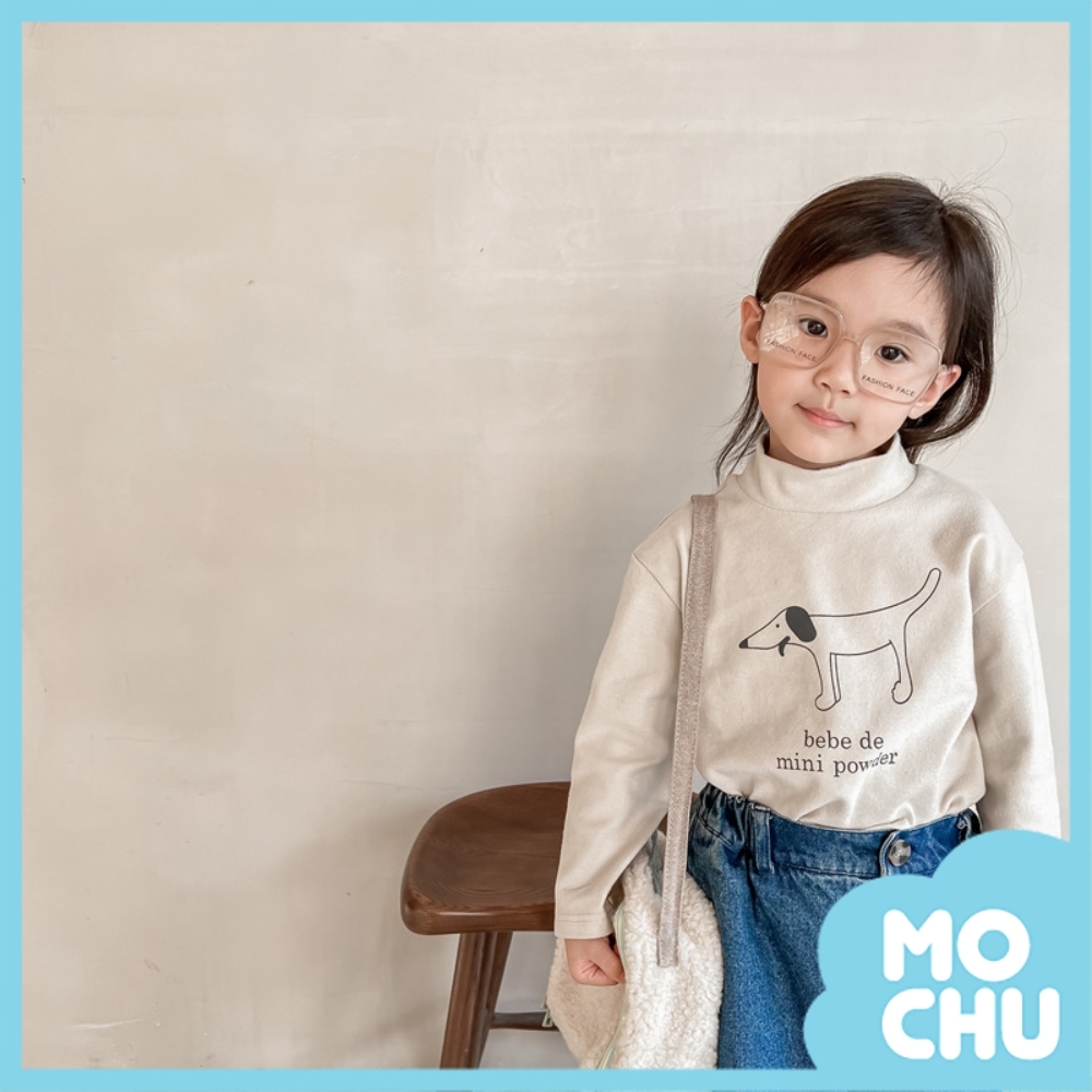 臘腸狗高領磨毛長袖打底衫(兩色)