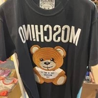 [S] MOSCHINO BEAR LOGO PRINT SHORT SLEEVE T-SHIRT,BLACK, DV0702-0440-1555 (SM286)