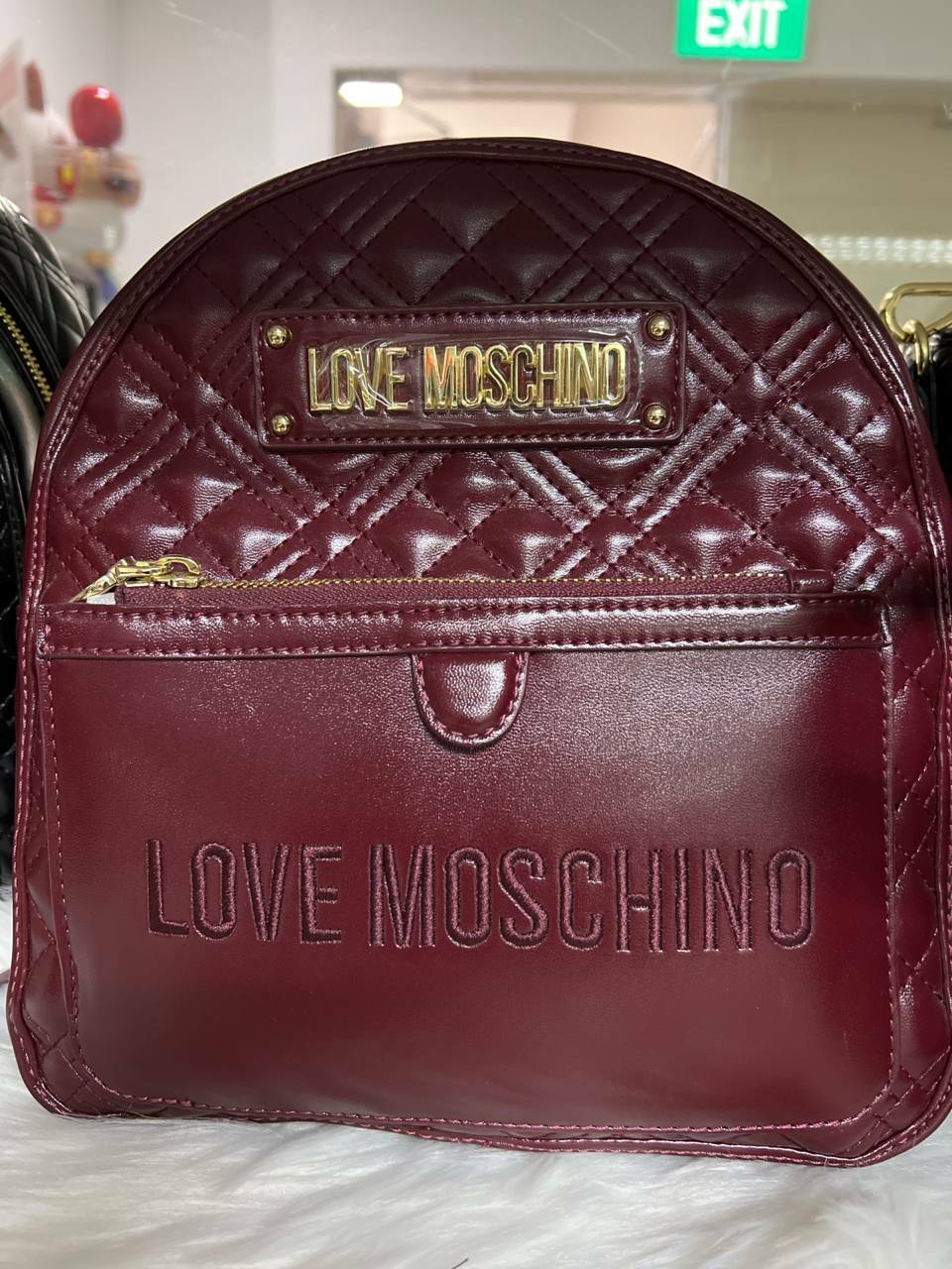[S] LOVE MOSCHINO QUILTED BACKPACK, WINE RED, 8051578044240 [FINAL SALE] (LM119)