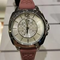 [S] COACH WATCH 14503876 COACH NEW AUTHENTIC BOYFRIEND,SILVER PINK SILICONE, 885997432337 (SCO143)