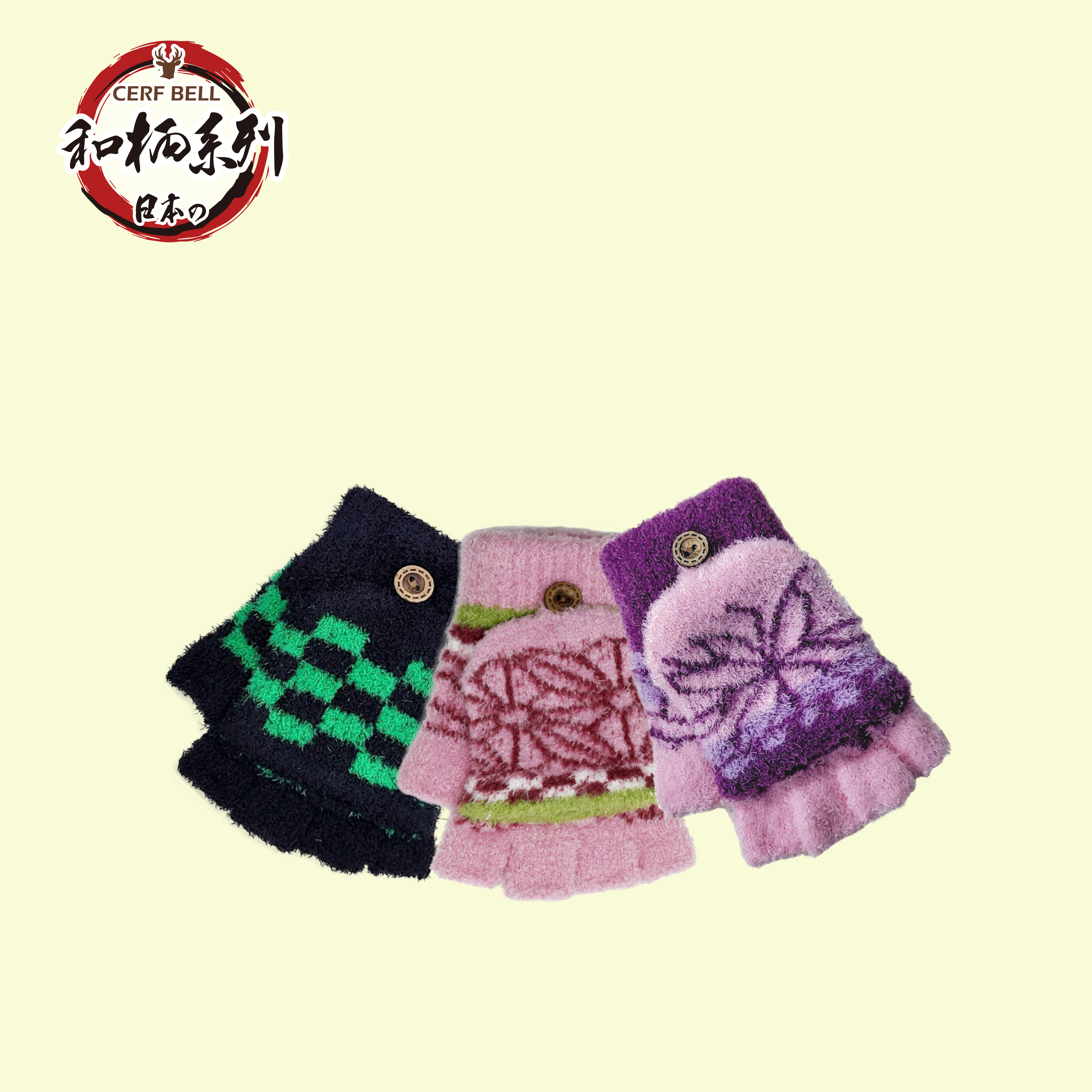 【肌暖】台灣製 和柄系列 童款羽毛釣魚半指手套丨C7606H-C7608H