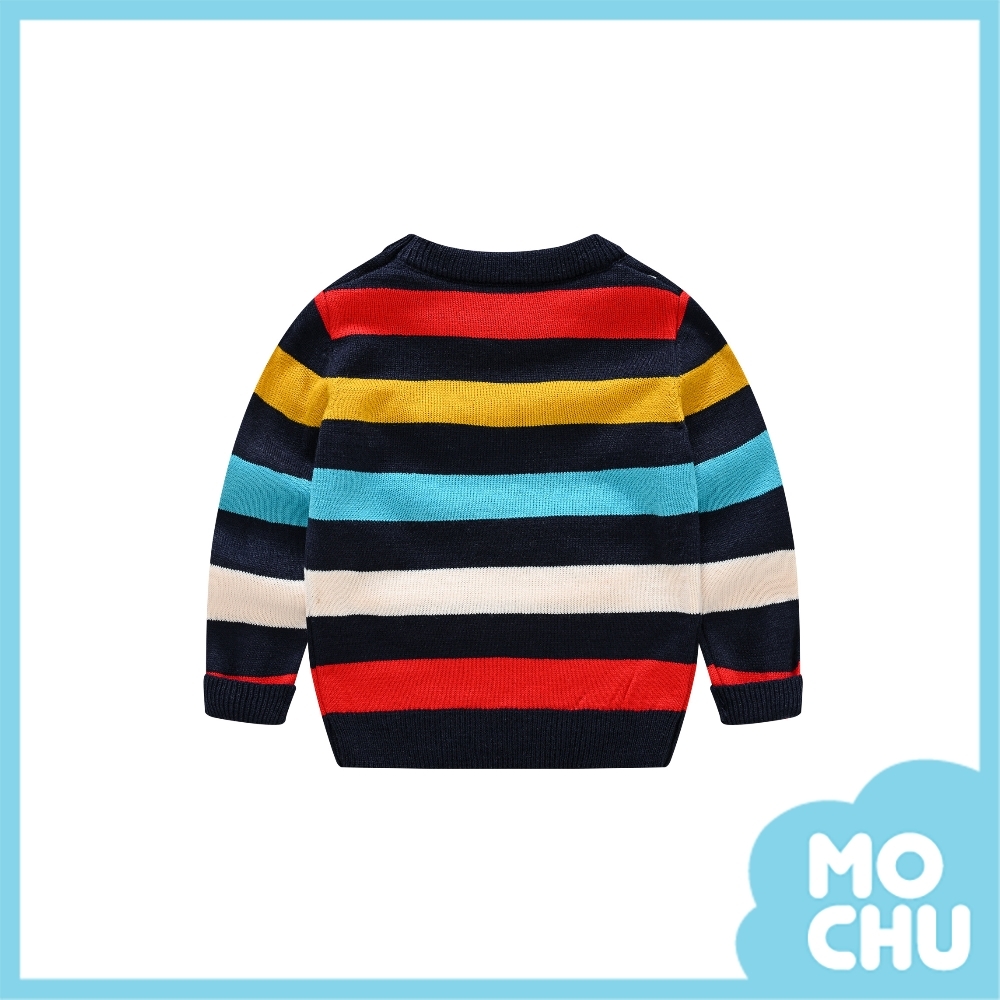經典拼色條紋圓領毛衣