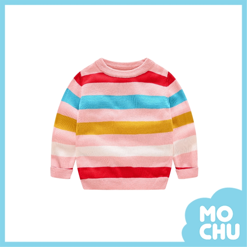 拼色粉條紋圓領毛衣