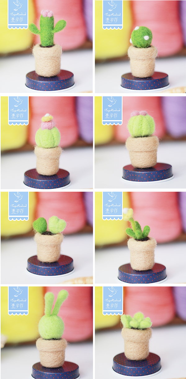 羊毛氈戳戳樂多肉植物DIY材料包 Y2125