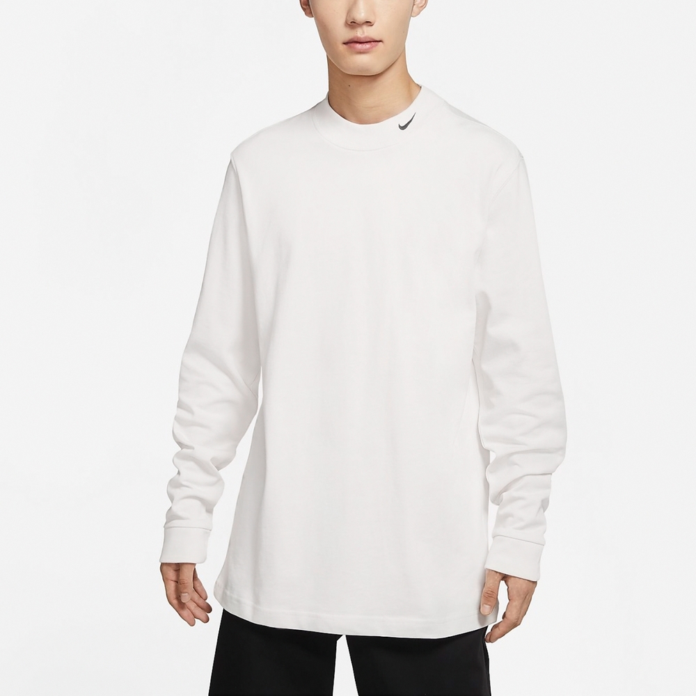 NIKE NSW MOCK NECK SHIRT 白色  刺繡小勾 微高領  DX5869-030