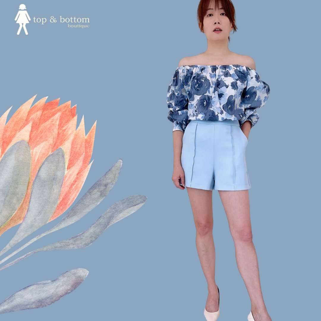 L/SLEEVE OFF SHOULDER FLORAL BLOUSE