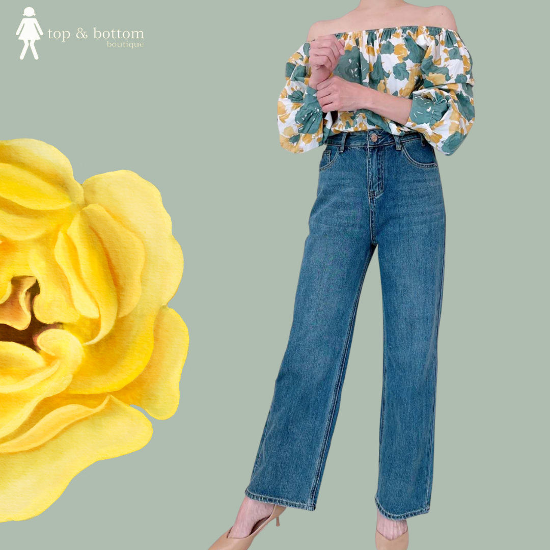 L/SLEEVE OFF SHOULDER FLORAL BLOUSE