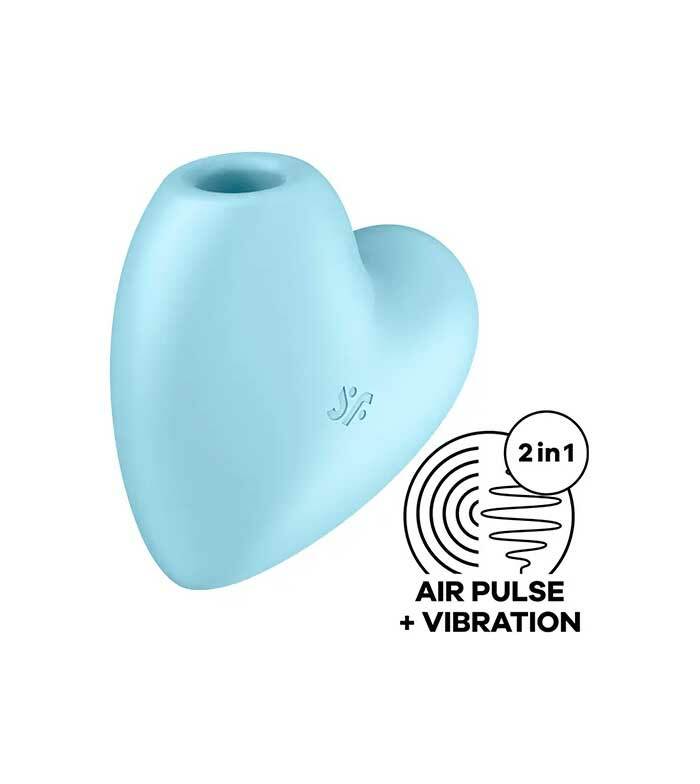 Satisfyer Cutie Heart Air Pulse Clitoral Vibrator (Light Red/Blue)