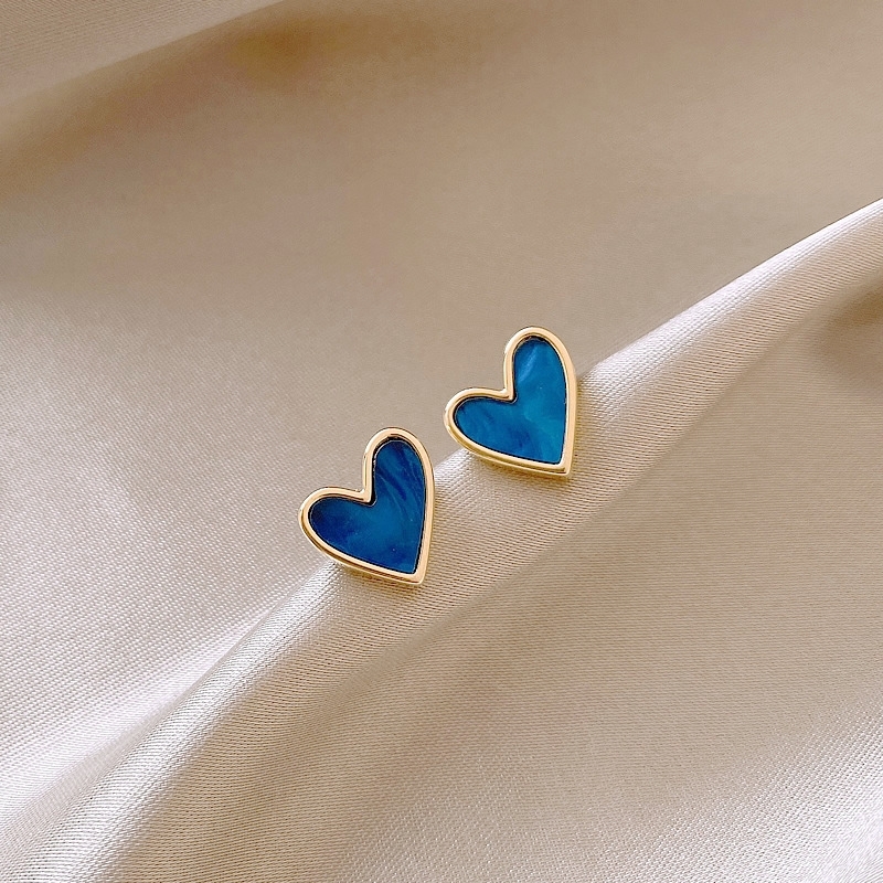 流金藍心耳環