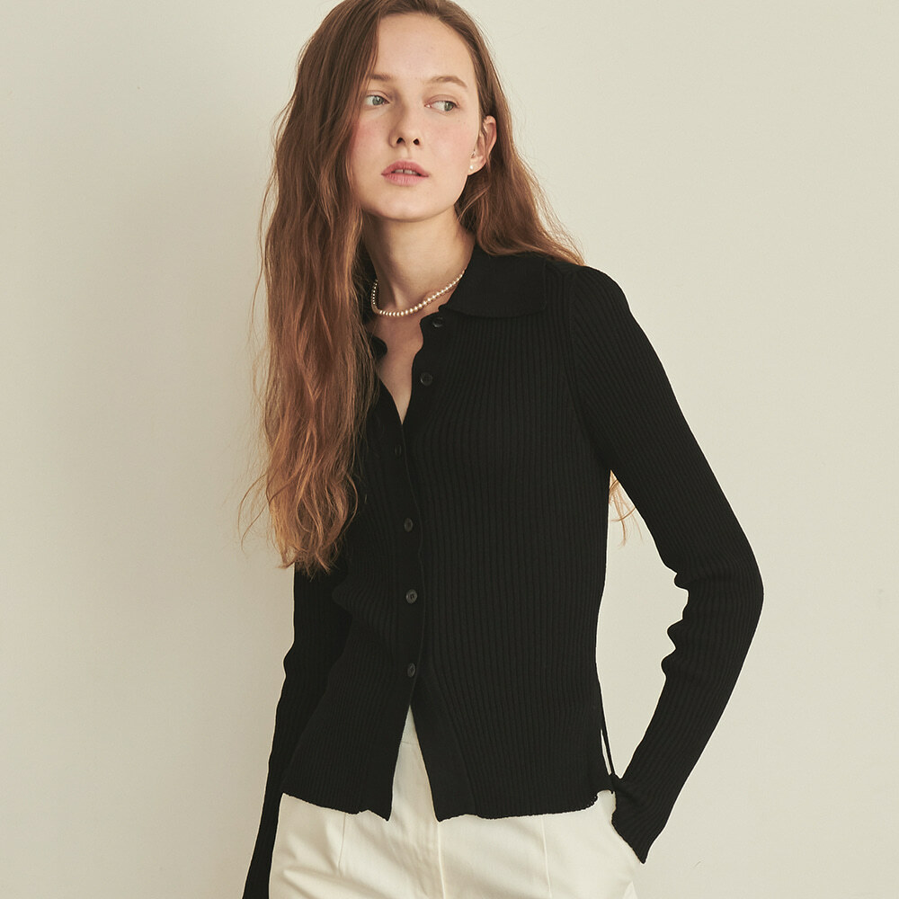 RONRON Golgi Collar Slim Cardigan Black