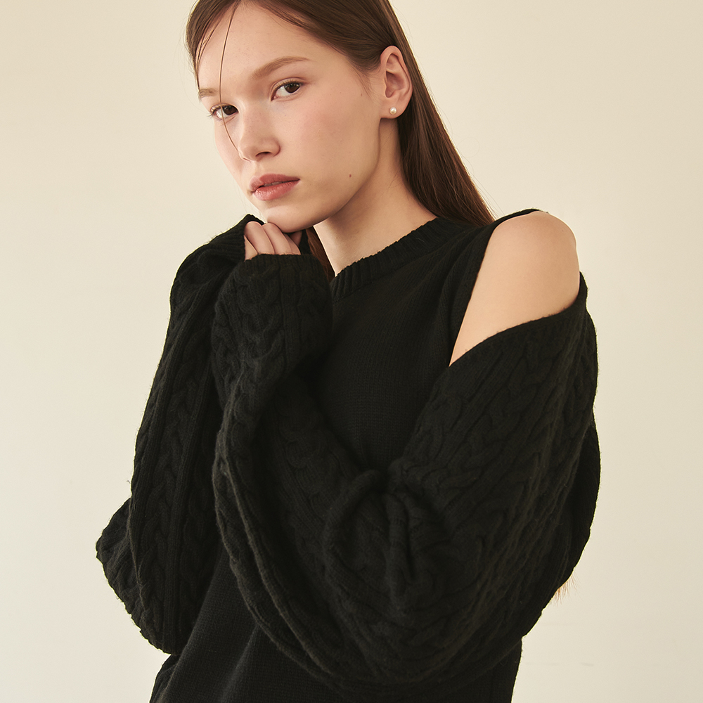RONRON Cable Bollero Cashmere Knit Black