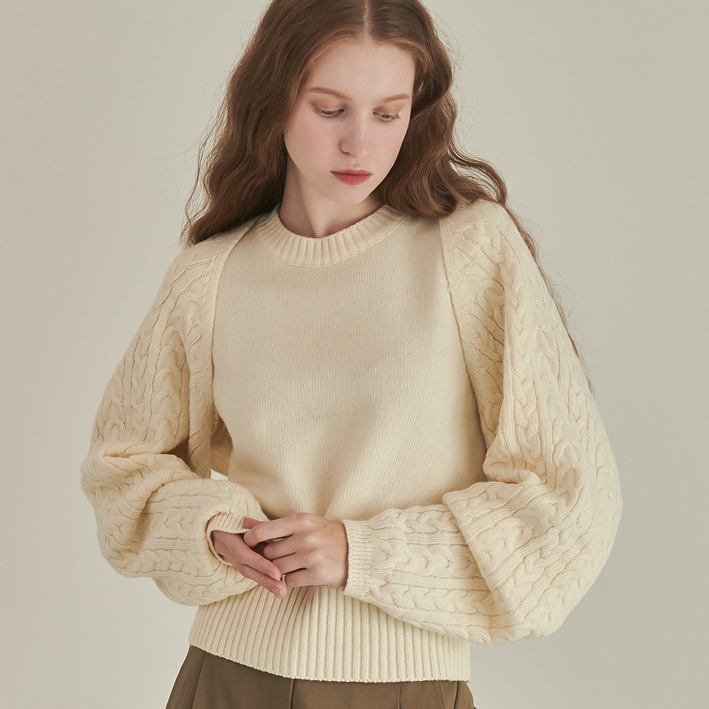 RONRON Cable Bollero Cashmere Knit Ivory