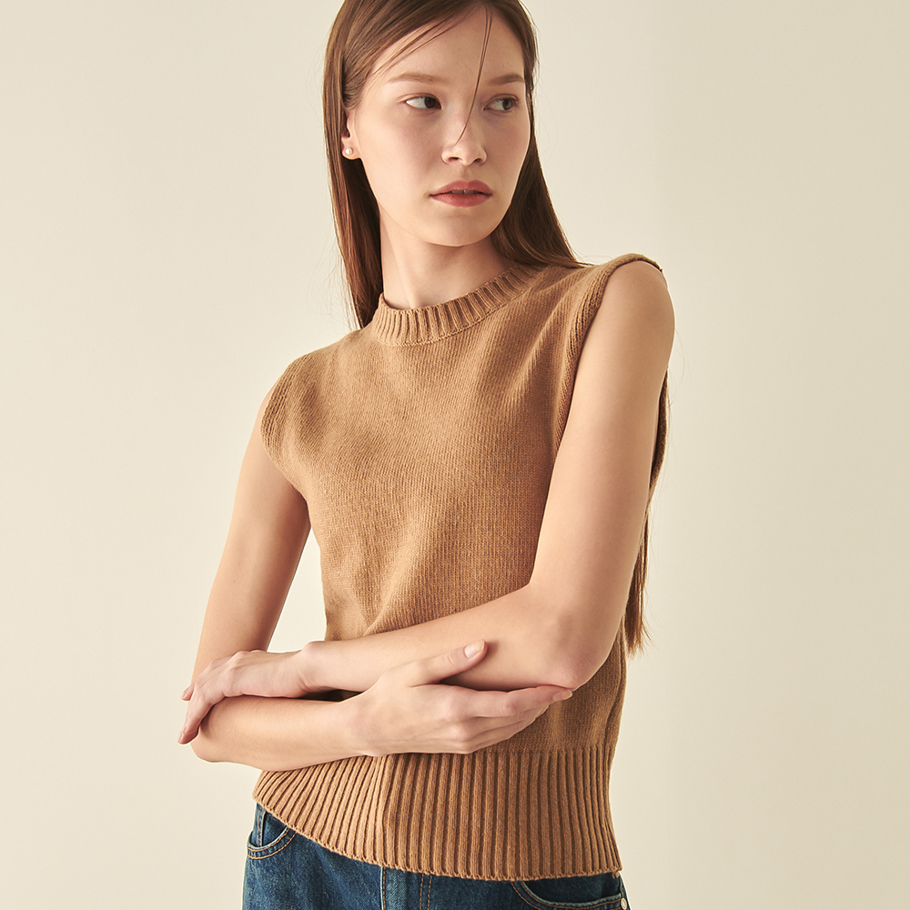 RONRON Cashmere Knit Top Beige