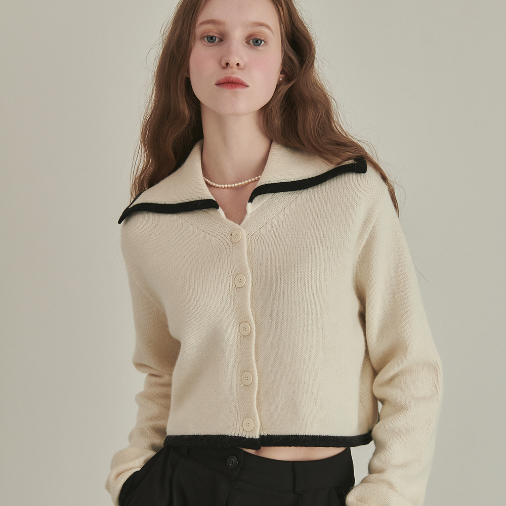 RONRON Sailor Taping Baby Alpaca Knit Cardigan Ivory