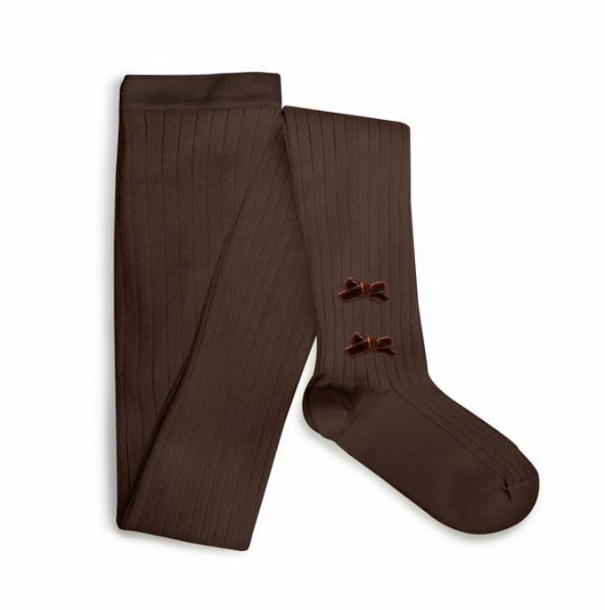 COLLEGIEN 蝴蝶結羅紋褲襪 Capucine - Chocolat au lait 巧克力