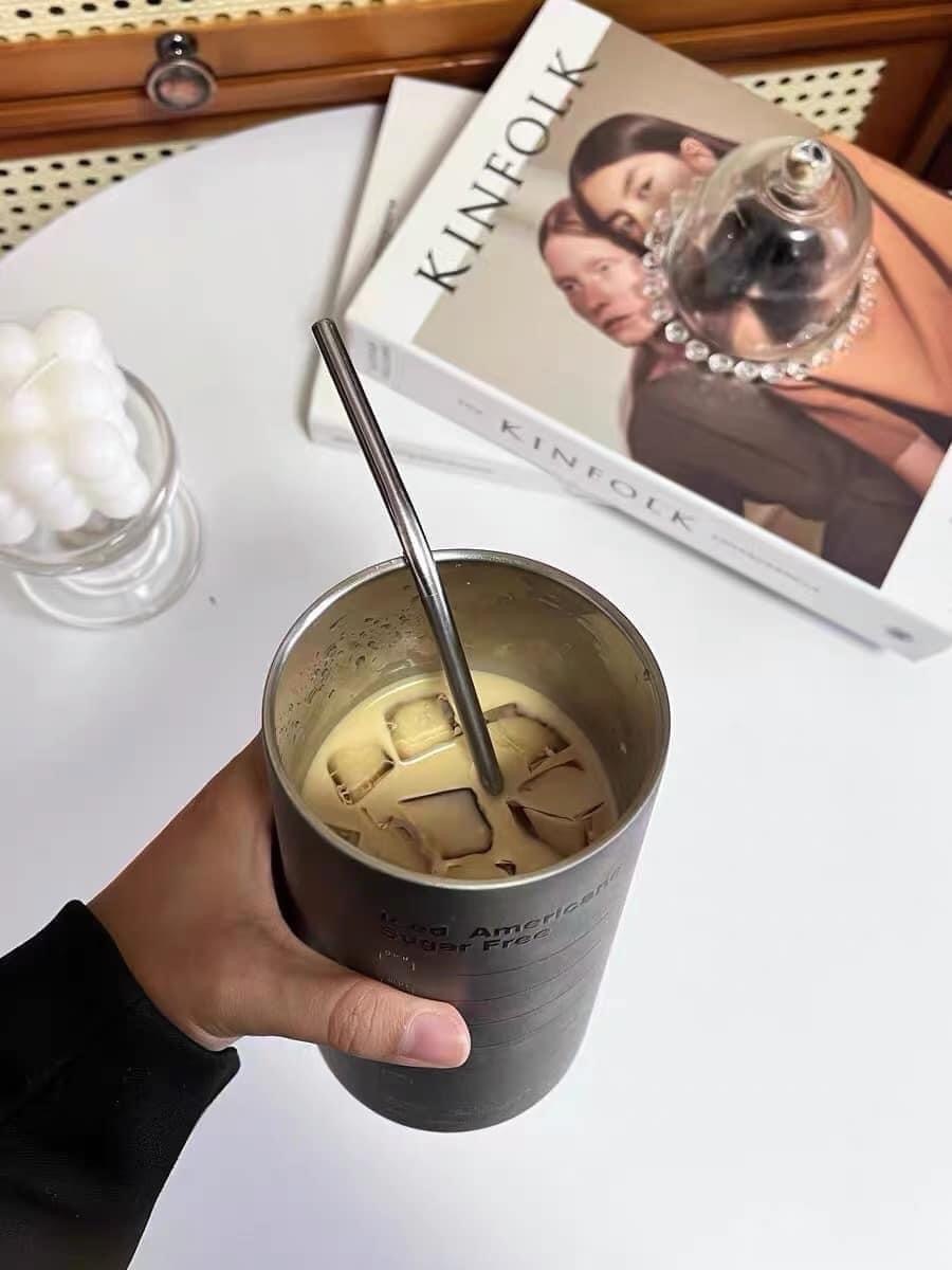 韓系ins潮流保溫杯 不鏽鋼 600ml 冰壩杯