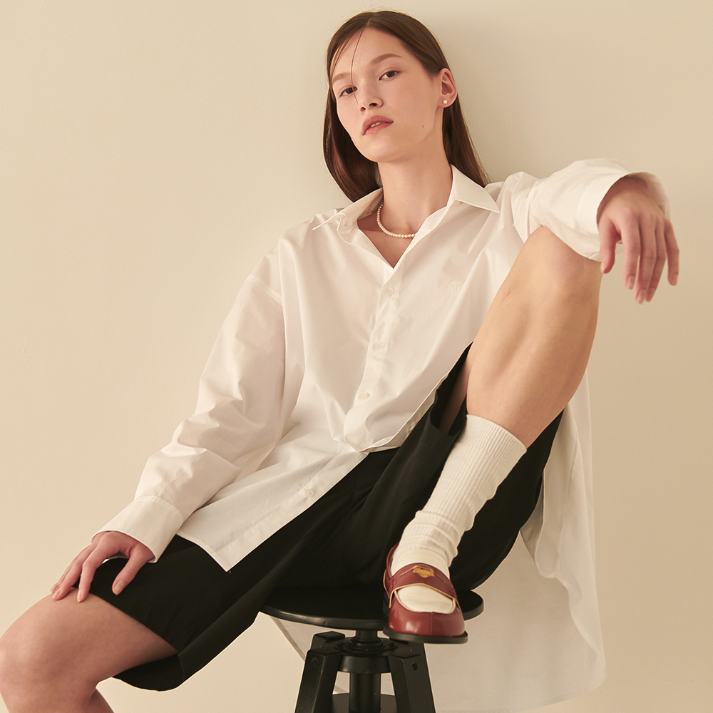 RONRON Oversized Boyfriend Fit Shirts White