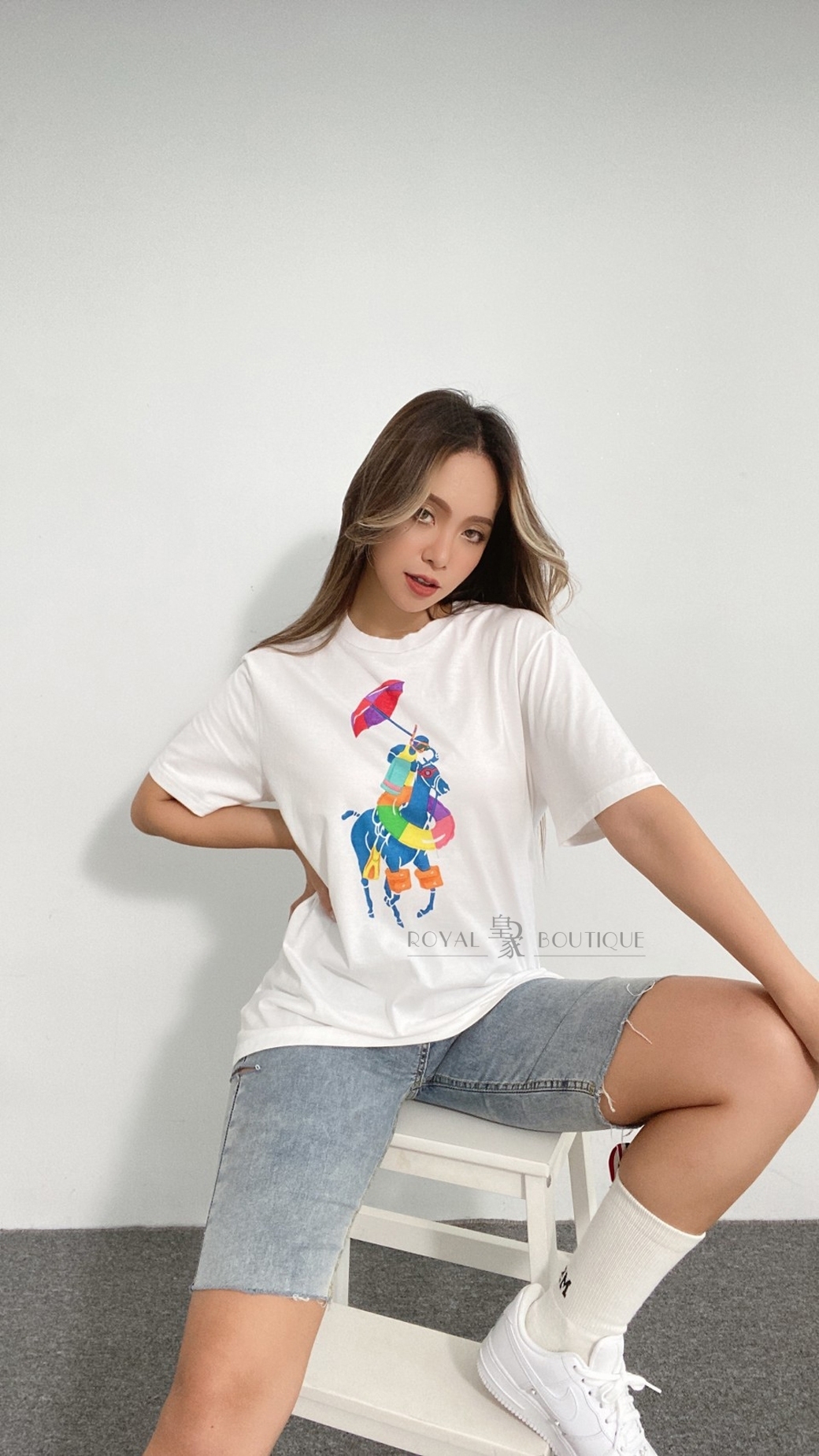 Ralph Lauren Polo  男女同款 雨傘拼接馬球LOGO短T