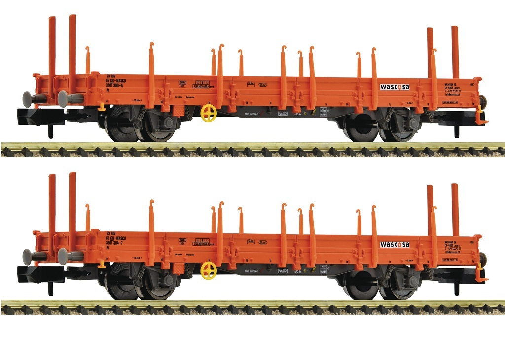 Fleischmann 825752 N Set of two swivel stake wagons, type Ks, of the Wascosa