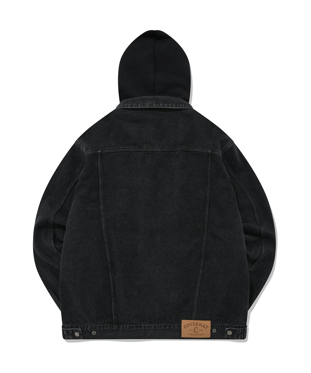 COVERNAT 百搭 連帽 牛仔外套 黑色