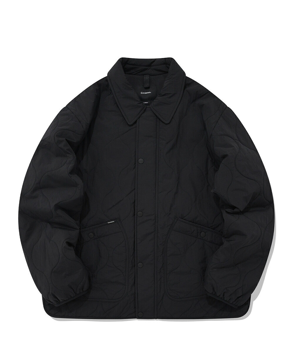 COVERNAT 造型絎縫 有領 襯衫外套 夾克 黑色