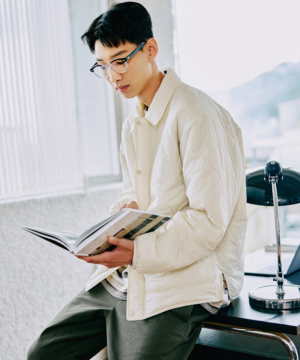 COVERNAT 造型絎縫 有領 襯衫外套 夾克 象牙色