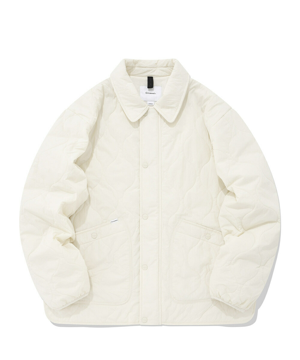 COVERNAT 造型絎縫 有領 襯衫外套 夾克 象牙色