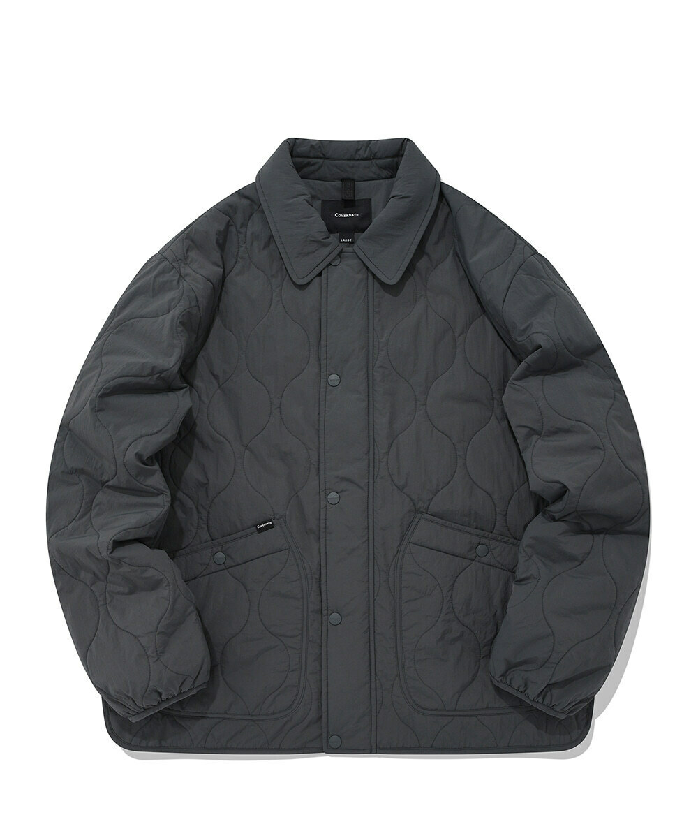 COVERNAT 造型絎縫 有領 襯衫外套 夾克 橄欖綠灰